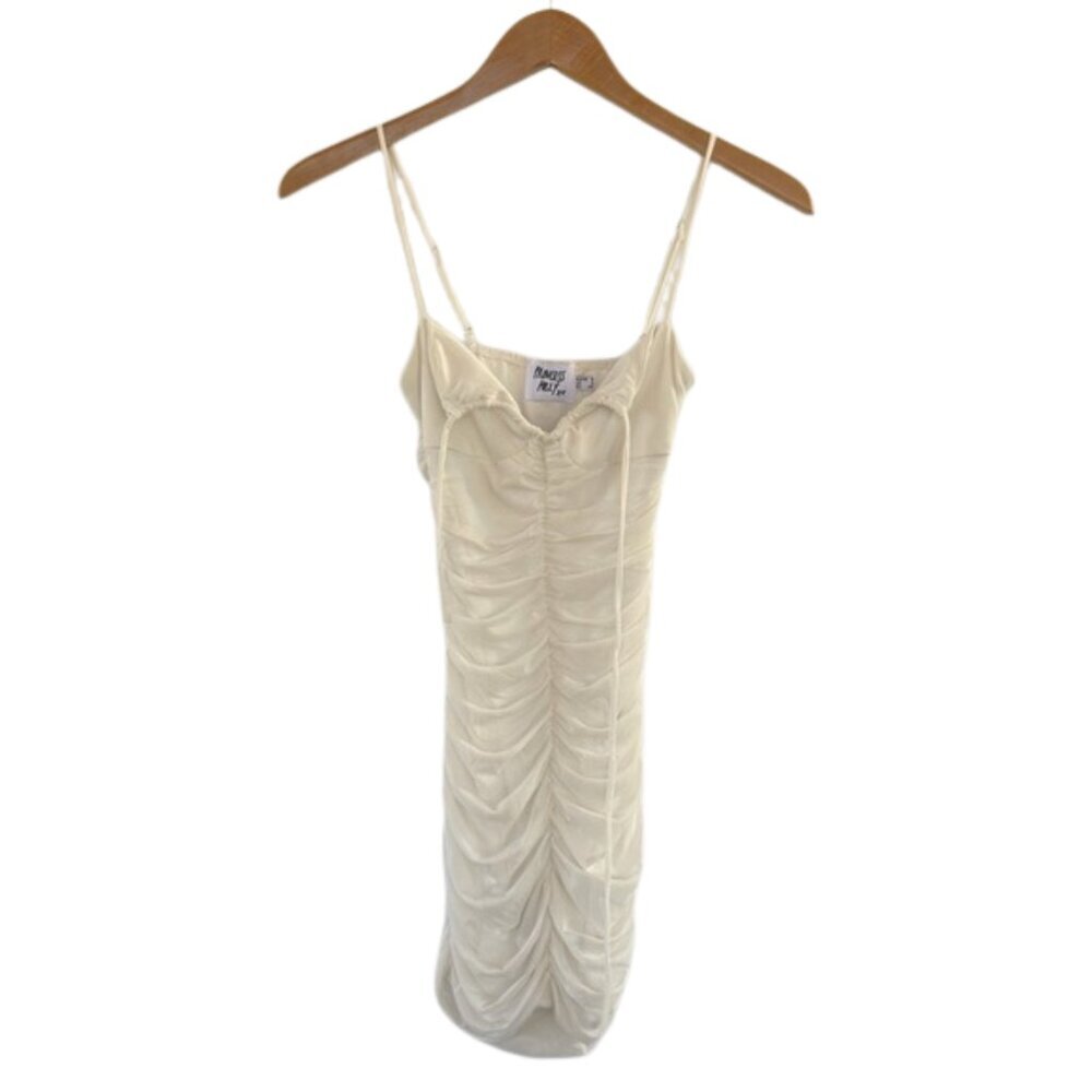 Princess Polly Ivory Ruched Bodycon Mini Dress | Adjustable Straps | size 2